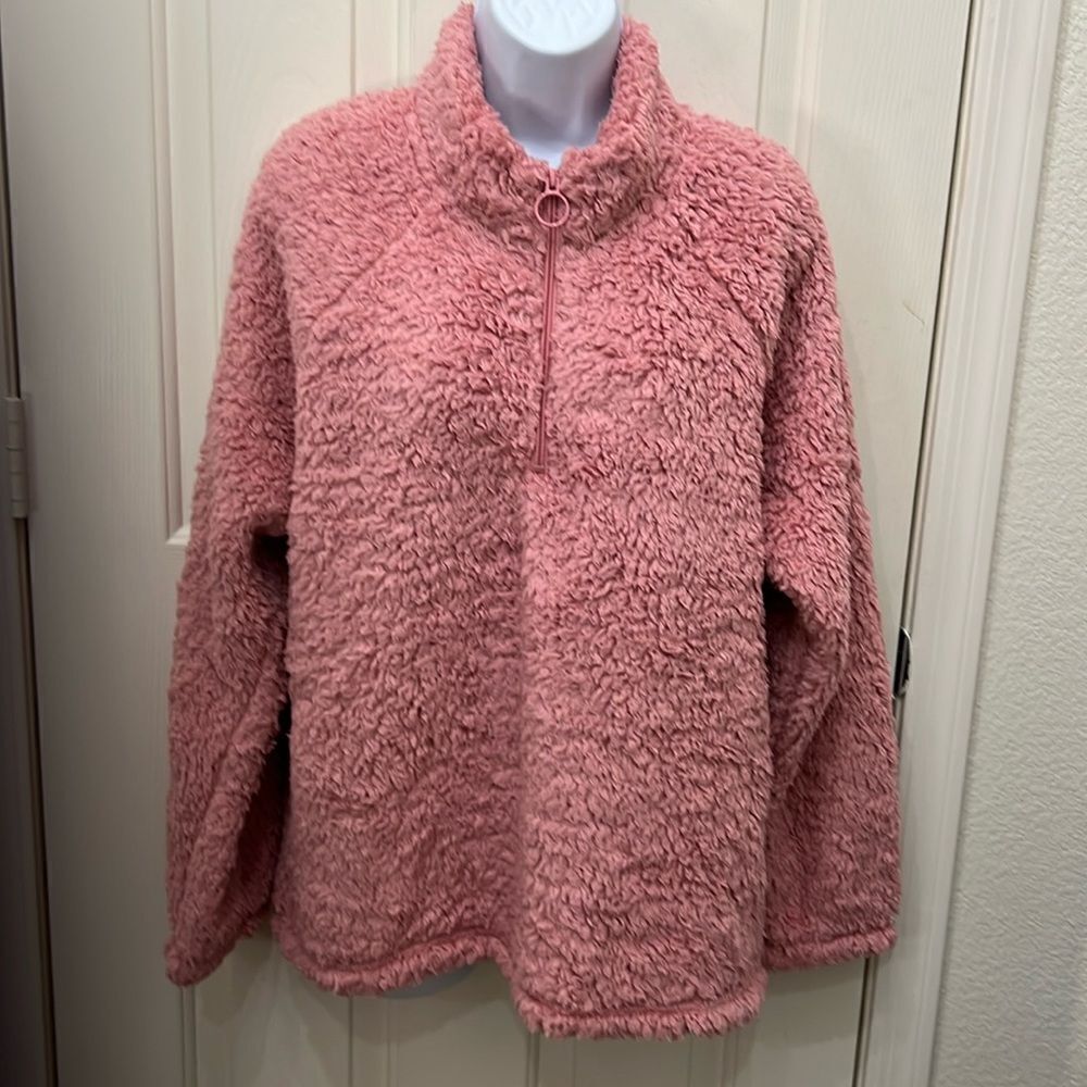 Dittos Quarter-Zip Jacket Super Cozy Sherpa XLarge Pink Warm Soft Comfy Winter